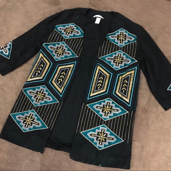 H&M Uniquely Embellished Tribal Embroidered Blazer - Picture 12 of 16